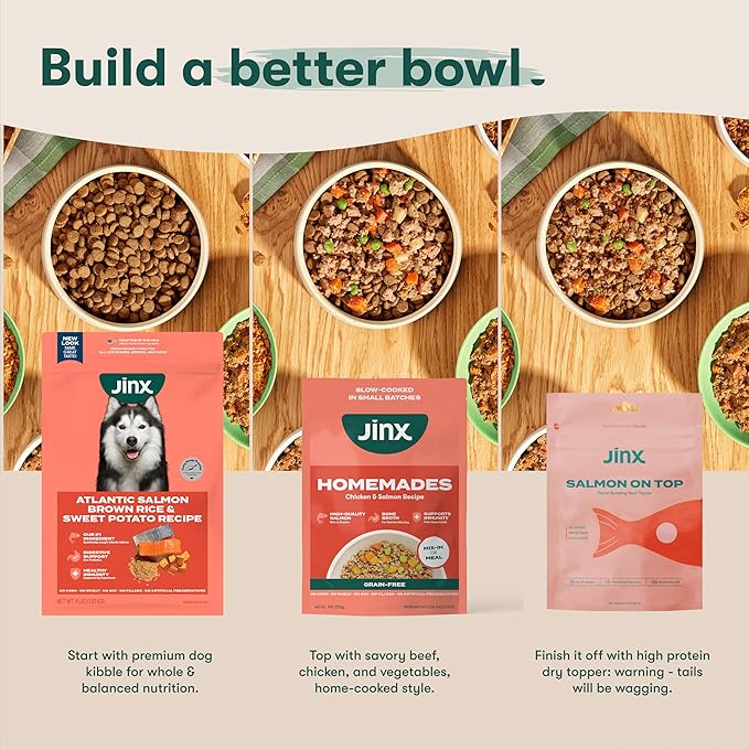 Jinx Beef Wet Dog Food Pouches, Meal or Dog Food Topper Mix-in, Made with Real Beef & Chicken, Bone Broth & Brown Rice, No Fillers, Puppy, Adult, Senior, 3oz, 8 Pack