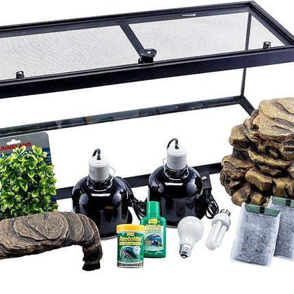 Tetra Aquatic Turtle Deluxe Kit 20 Gallons, aquarium With Filter And Heating Lamps, 30 IN (NV33230)