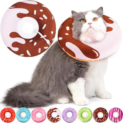 Cat Cone Collar Soft, Cat Recovery Collar for Wound Healing Cute Donut Adjustable Kitten Cones to Stop Licking Comfortable Lightweight Neck Elizabethan Collars for Cats Kittens After Surgery