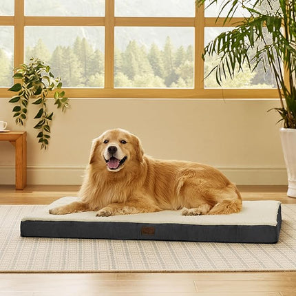 Bedsure XL Dog Beds Large Sized Dog -Orthopedic Flat Extra Large Pet Beds with Removable Washable Cover, Egg Crate Foam Mat, Suitable for Pet Up to 100 lbs