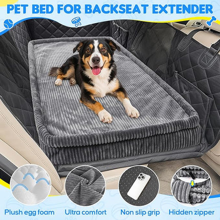 Loiion Dog Car Bed, Non-Slip Backseat Extender Pet Mat, Removable Washable Dog Bed for SUVs, Sedans & Trucks, Anti-Slip Travel Mat for Dogs, Easy Clean & Scratch-Proof & Comfort(Dark Gray, 50"x24.6")