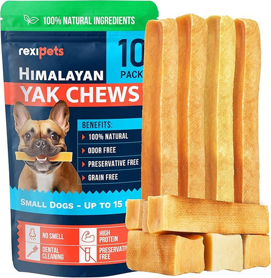100% Natural Yak Cheese Himalayan Made Dog Chews All Breeds - Lactose Free Yak Chew for Small Medium & Large Dogs - Dental Cleaning Dog Chews for Aggressive Chewers - Long Lasting Odor & Gluten Free