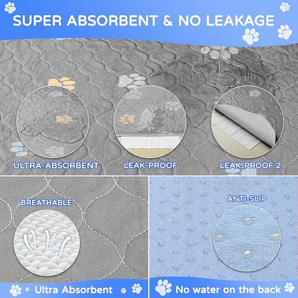Aitmexcn Washable Puppy Dog Pee Pad, 2PCS 100% Waterproof Whelping Training Mat for Puppy/Senior Dog, Fast Drying Reusable Puppy Pads for Indoor, Outdoor and Car Travel- 18x24'' Llight Gray
