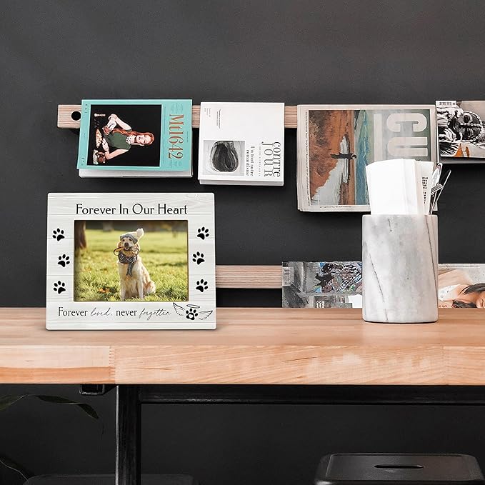 FONDCANYON Forever in Our Heart Pet Memory Picture Photo Frame,Pet Dog Cat Memorial Picture Frames,Pet Loss Sympathy Gift,Sympathy Gifts For Loss Of Dog,Passed Away Dog Memorial Gifts(5x7 Inch Photo) (Color2)