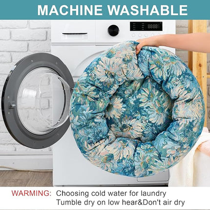 Dog Calming Beds for Small Medium Large Dogs - Round Donut Washable Puppy Dog Bed, Anti-Slip Faux Fur Fluffy Donut Cuddle Anxiety Cat Pet Bed (36" Flower)
