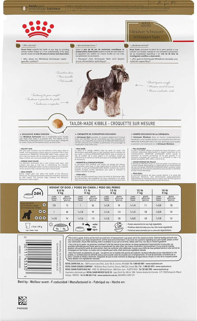 Royal Canin Breed Health Nutrition Miniature Schnauzer Adult Dry Dog Food, 10 lb Bag