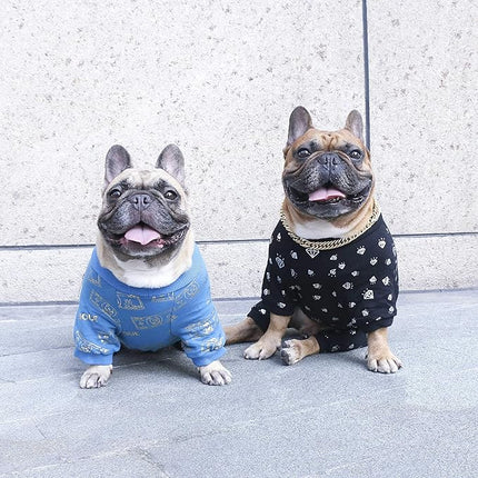 iChoue Corgi Shiba Inu Pajamas Onesie Suit PJS Bodysuits for Medium Dogs Large French Bulldog Frenchie Pug English Pitbull Boston Terrier - Blue Money, L Plus