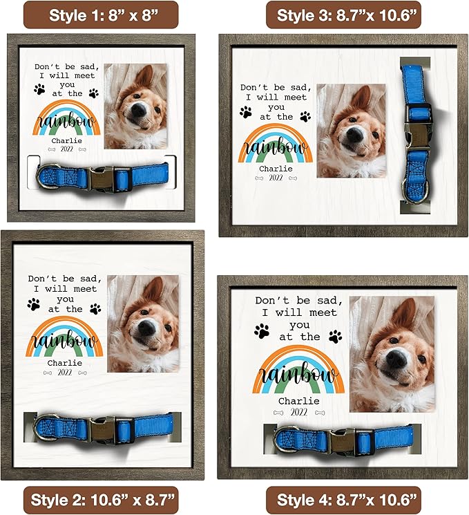 Customized Pet Collar Frame Pet Loss Gifts Rainbow Bridge Memorial Cremation Frame Remembrance Sign Heartfelt Gift Pet Keepsakes Ever Pet Personalized Pet Memorial Gifts Dog Frames Tabletop