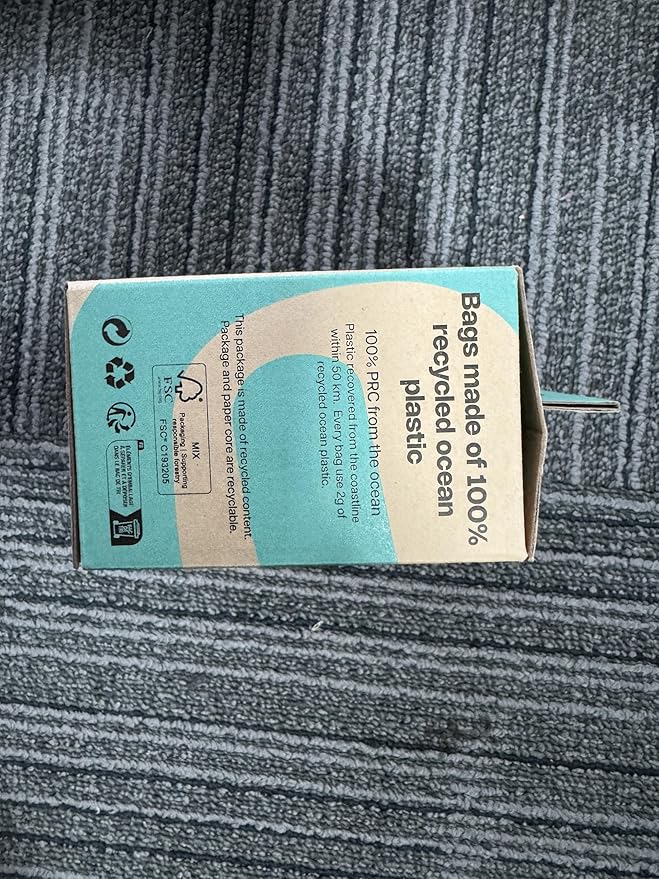 Dog Poop Bags with Handles 100% PCR from Ocean 12 Rolls 144 Counts Big Sizes Leak Proof and Extra Thick Waste Bags Refill Rolls for Walking Small Medium Large Dogs Cats Litter Unscented