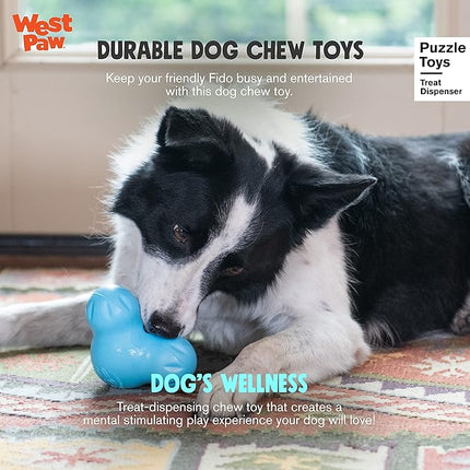 WEST PAW Zogoflex Tux Interactive Treat Dispensing Dog Chew Toy for Aggressive Chewers, 100% Guaranteed Tough, It Floats!, Made in USA, Large, Aqua
