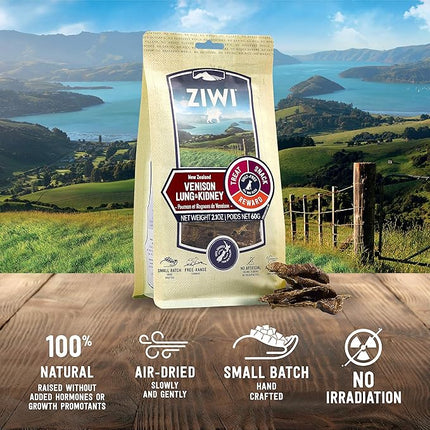 ZIWI Dog Chews and Treats – Venison Lung & Kidney - All Natural, Air-Dried, Single Protein, Grain-Free, High-Value Treat, Snack, Reward 2.1 Ounce (Pack of 1)