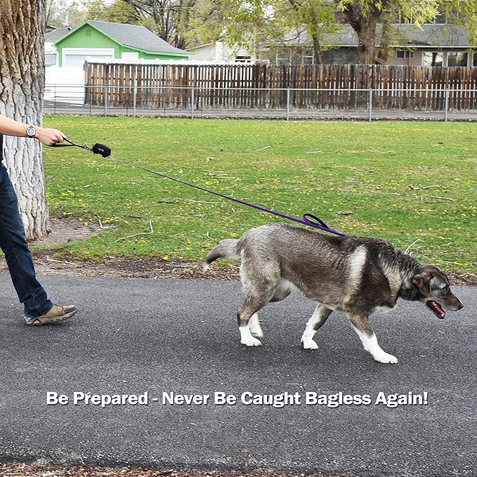 Wagtime Club Dog Poop Bag Holder for Leash Dog Waste Bag Dispenser Soft Fabric Puppy Potty Carrier Suitable for Any Leash with 1 Roll of Pet Trash bag, Black