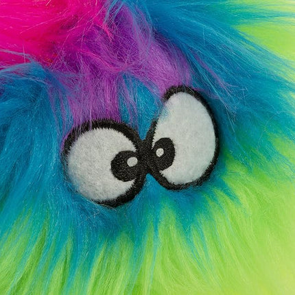 goDog Furballz Squeaky Plush Ball Dog Toy, Chew Guard Technology - Rainbow, Medium