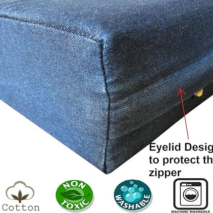 Dogbed4less Orthopedic Dog Bed with Memory Foam for Medium Large Pet, Waterproof Liner, Durable Denim Blue Cover, 41X27X4 Inch (Fit into 42X28 Crate)