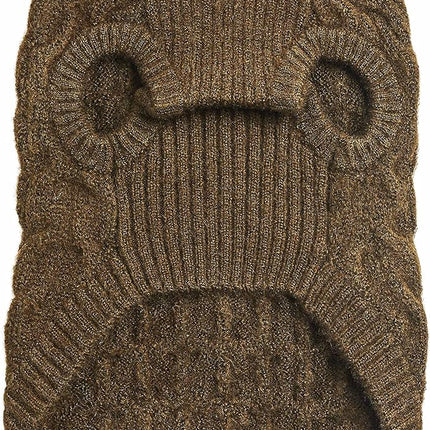 Blueberry Pet Classic Fuzzy Knit Dog Sweater, Pullover Crew-Neck Christmas Style in Dark Olive, Back Length 10”, Cozy & Soft