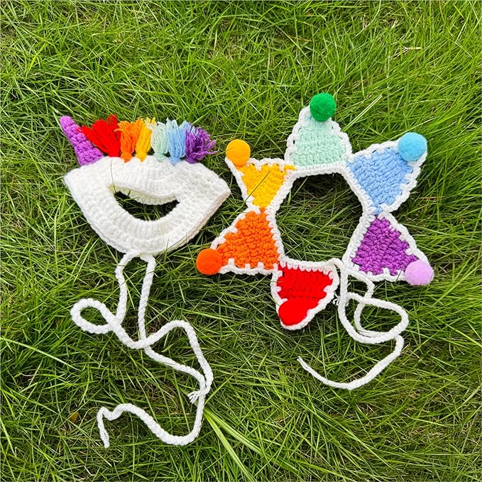 Cat Costume,Unicorn Handmade Knitted Dog Costume,Rainbow Dog Outfit,Cat Birthday Clothes