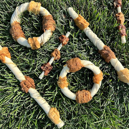 Cadet Gourmet Shish Kabob Dog Chews for Large Dogs, Rawhide Treats with Chicken and Sweet Potato, Healthy & Natural Beef Hide, 10-Inch Sticks, 2 Count