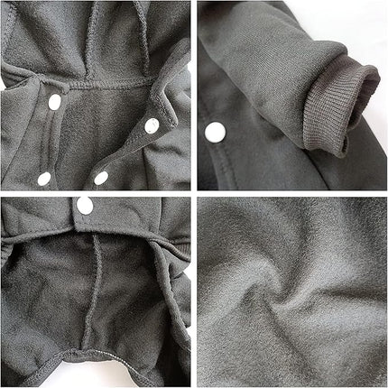 LifeWheel Hoodie, Pet Jumpsuit Fleece Sweatshirt with Buttons,Cold Weather Coats, LifeWheel Pajamas, Winter Warm Cotton Puppy Hoodie 4 Legs Clothes for Small Medium Large Dogs Cats Boy Girl Black