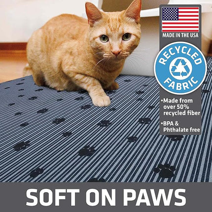 Drymate 2-Pack XL Original Cat Litter Mat, Contains Mess from Box, Protects Floors, Urine-Proof, Machine Washable, Soft on Kitty Paws, Absorbent, Waterproof (USA Made) (28”x36”)(GreyStripePaw)