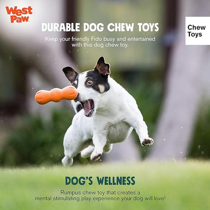 WEST PAW Zogoflex Rumpus Dog Chew Toy – Floatable Toy for Dogs, Aggressive Chewers – Puppy Chewing Toys for Catch, Fetch – Recyclable, Dishwasher-Safe, Small 5.25", Tangerine