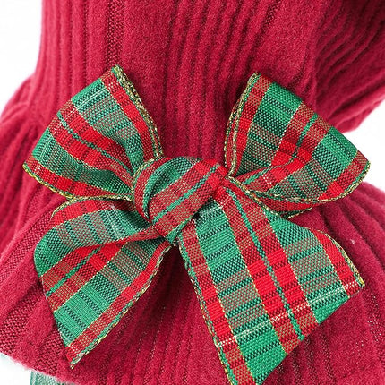 Fitwarm Knitted Dog Tulle Sweater Dress, Winter Clothes for Small Dogs, Female Pet Apparel, Red & Green, Medium