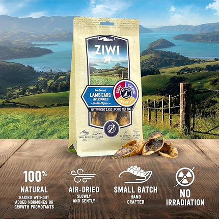 ZIWI Dog Chews and Treats – Lamb Ears - All Natural, Air-Dried, Single Protein, Grain-Free, High-Value Treat, Snack, Reward 2.1 Ounce (Pack of 1)
