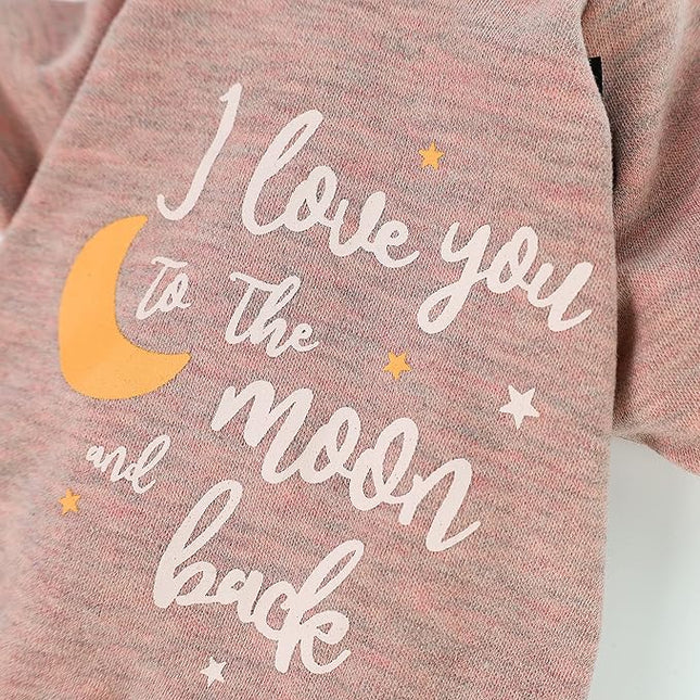Fitwarm I Love You to The Moon and Back Dog Pajamas, Dog Clothes for Small Dogs Girl, Pet Onesie, Cat Outfit, Mid-Weight Velvet, Pink, XL