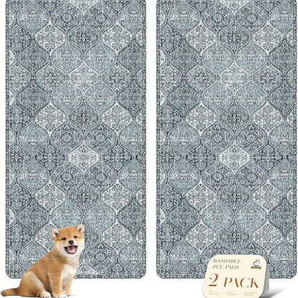 nunubaby Washable Pee Pads for Dogs, Stylish, Non-Slip and Leak-Proof Pee Pads. Reusable Potty Pads for Dogs for Crates and Floors.(Blue/Multi, 36" x72" )