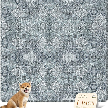 nunubaby Washable Pee Pads for Dogs, Stylish, Non-Slip and Leak-Proof Pee Pads. Reusable Potty Pads for Dogs for Crates and Floors.(Blue/Multi, 72" x72" )